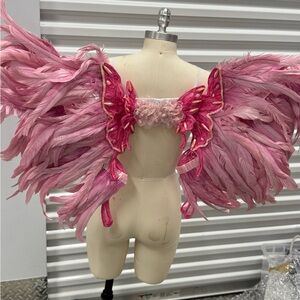Pink Feathered Angel Wings